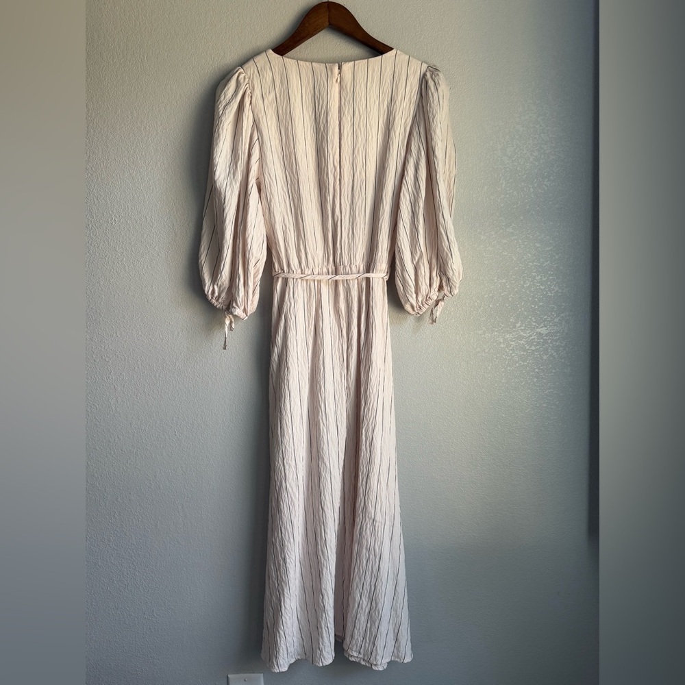 Calvin Klein Women’s Pink Striped Maxi Dress Puffed Sleeves Size 6 - Picture 4 of 6